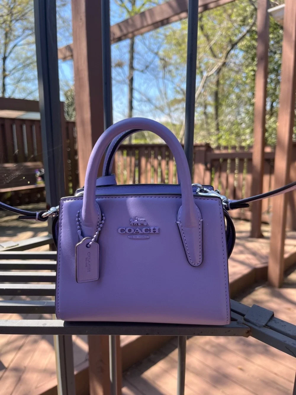 Coach Lavender Mini Satchel Bag with adjustable crossbody - Picture 3 of 17